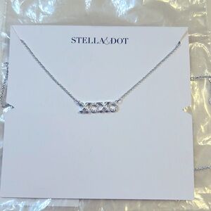 Stella & Dot XOXO silver pave necklace EUC